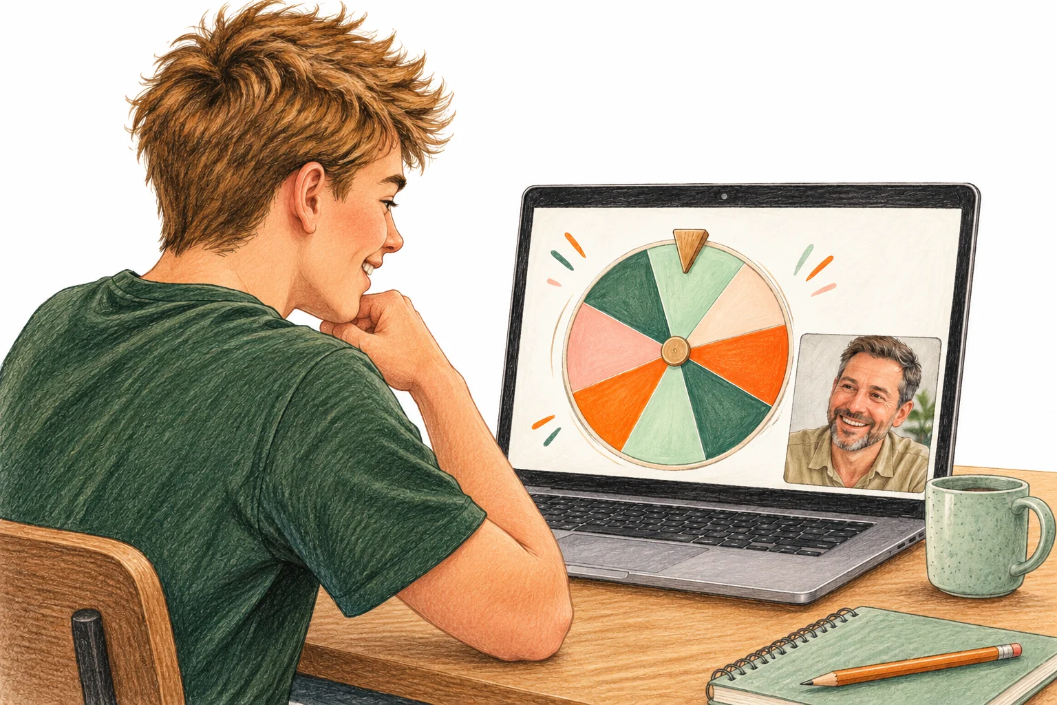 an example of an online coaching game with a spinner